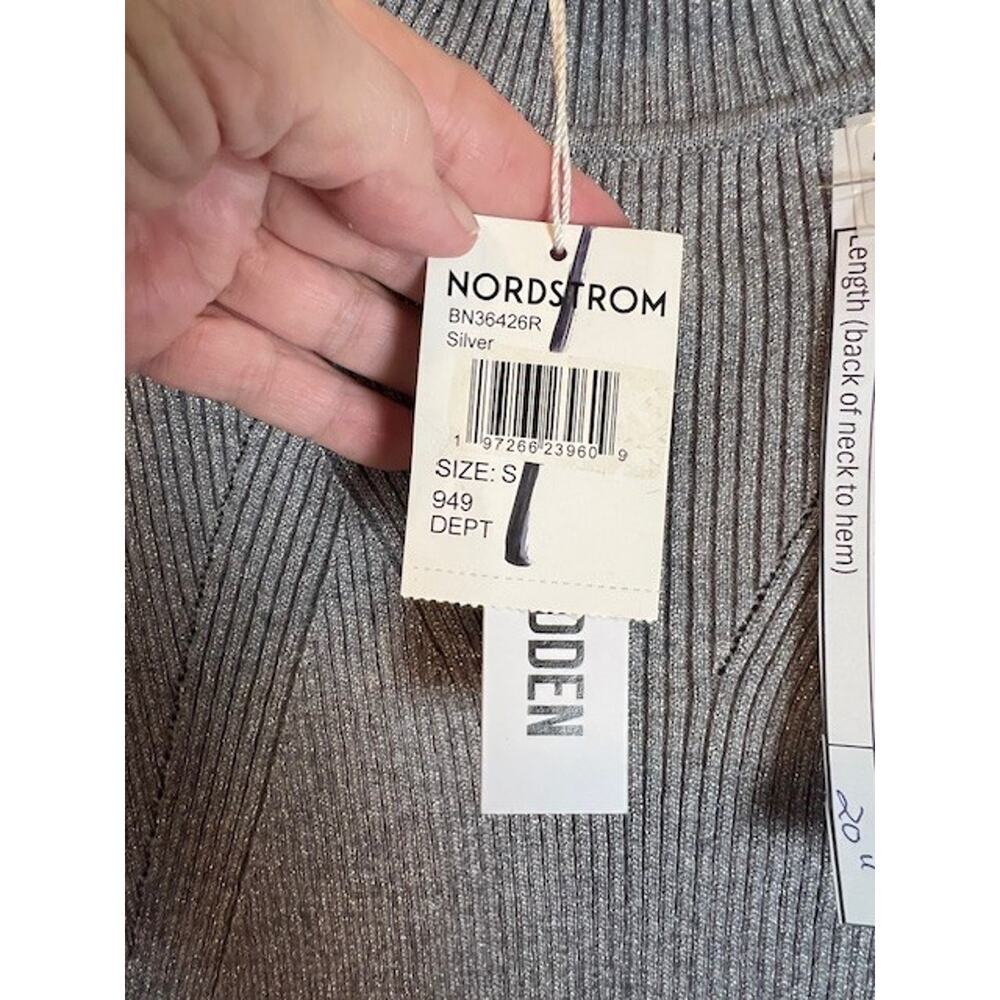 Steve Madden Metallic Silver/Gray Rib Mock Neck Sweater – Sz S - Picture 6 of 8